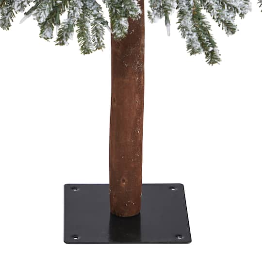 6ft. Pre-Lit Flocked Grand Alpine Artificial Christmas Tree, Clear LED Lights